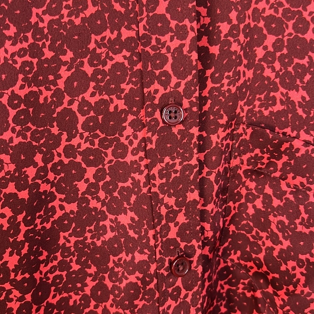 Equipment Huntley Floral Burgundy Red Long Sleeve Button Down Top Size S - Picture 5 of 11